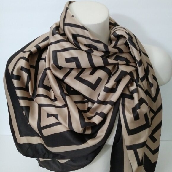 Aldo Brown Tan Square Silk Scarf - Picture 5 of 11